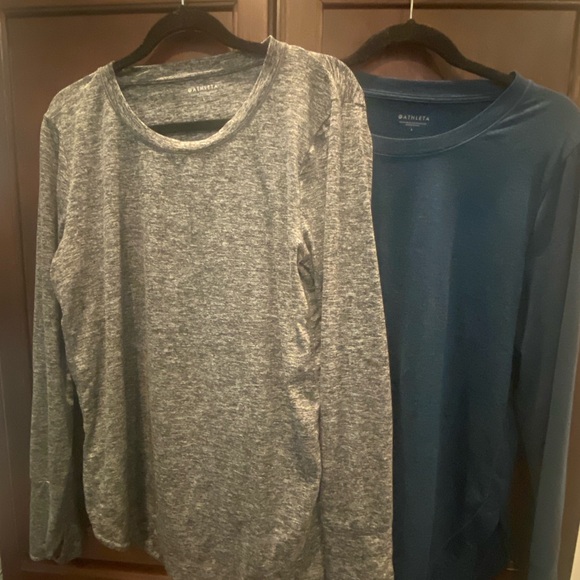 Lot of 2 Athleta Uptempo long sleeve tops shirts tunic blue navy gray - Picture 3 of 9